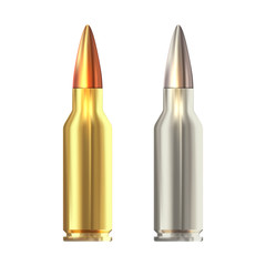 Realistic vector rifle bullets islated on white background. 