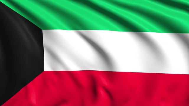 Flag of Kuwait with fabric structure in the wind (loopable)