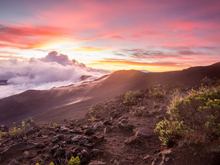sunrise from the summit of a dormant volcano on maui