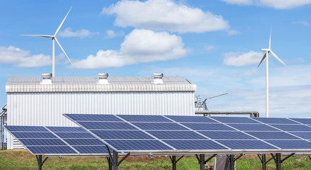 rows array of polycrystalline silicon solar cells or photovoltaics cell in solar power plant station 