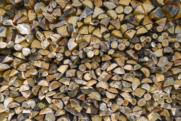 Heap of chopped firewood, preparation to winter season