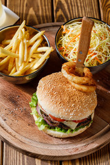 hamburger and french fries