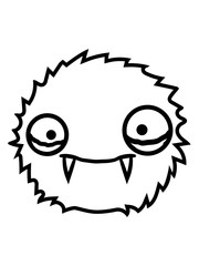 niedlich vampir ball haarig wuschel süß klein kugel rund monster gesicht böse lustig augen mund scharfe zähne horror halloween gruselig comic cartoon clipart