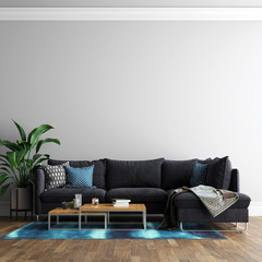 Modern Interior Living Room Wall Background Mockup