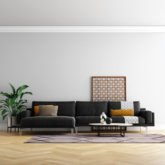 Modern Interior Living Room Wall Background Mockup