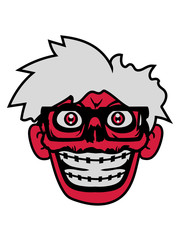 nerd zombie hornbrille geek monster horror halloween zahnspange lustig grinsen schlau freak intelligent gehirn comic cartoon clipart design