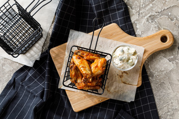 Basket of fried chicken wings