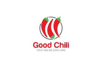Chilli logo and icon for food label or sticker, vector illustration design template