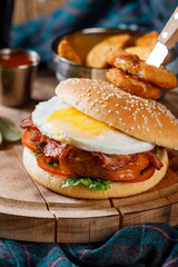 hamburger and french fries