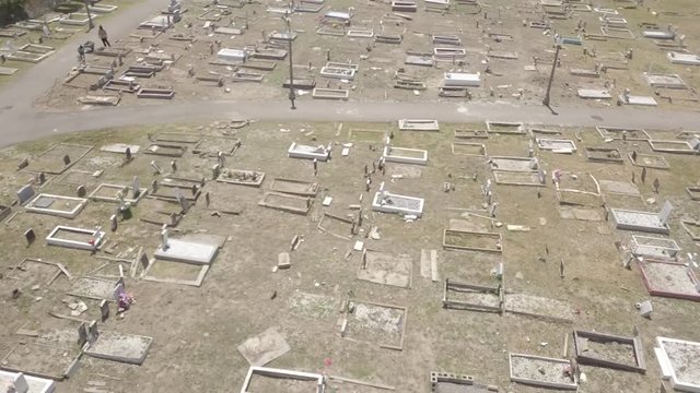 An important peace of New Orleans culture, the Holt cemetery where many of the poor jazz and blues musicians got buried, aerial