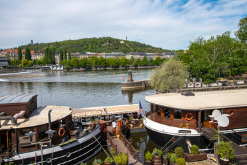 The River Vltava as it runs through the city of prague in the Czech republic