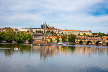 Fototapeta na wymiar The River Vltava as it runs through the city of prague in the Czech republic