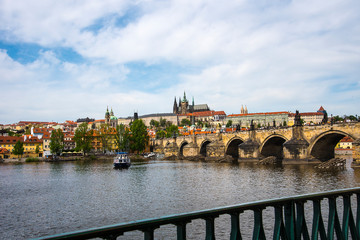 Obraz premium The River Vltava as it runs through the city of prague in the Czech republic
