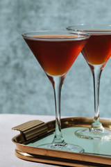 Stinger, an after dinner Cocktail with Cognac and Crème de Menthe white