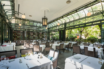 Beautiful restaurant summer terrace interior