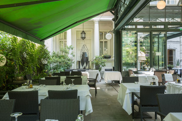 Beautiful restaurant summer terrace interior