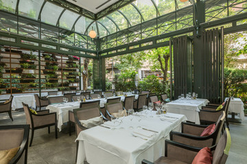 Beautiful restaurant summer terrace interior