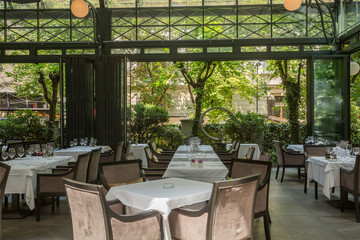 Beautiful restaurant summer terrace interior