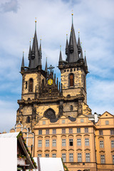 Fototapeta na wymiar The Church of Our Lady before Týn is a dominant feature of the Old Town of Prague, Czech Republic, 