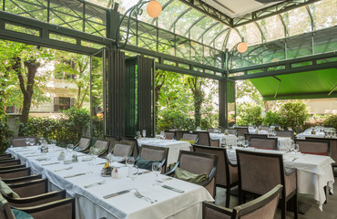 Beautiful restaurant summer terrace interior