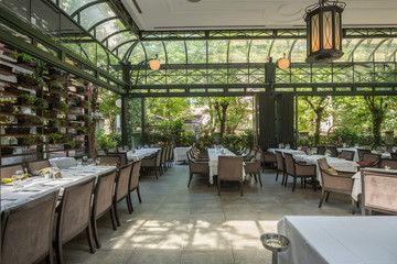 Beautiful restaurant summer terrace interior