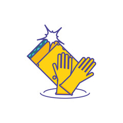 Isolated cleaning gloves and sponge design