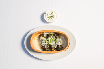 Stuffed collard greens with meat and rice