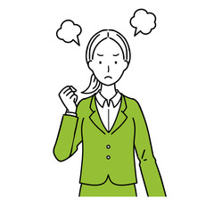 Illustration of a business woman who makes an angry look.  