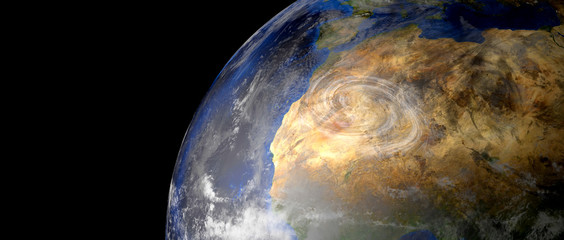 Extremeley detailed and realistic high resolution 3d illustration of a Hurricane. Shot from space. Elements of this image are furnished by Nasa.