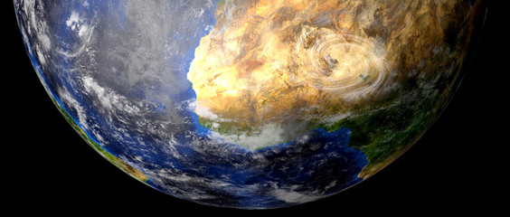 Extremeley detailed and realistic high resolution 3d illustration of a Hurricane. Shot from space. Elements of this image are furnished by Nasa.