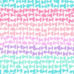 Abstract geometric seamless repeat pattern with hand-drawn anvilshapes in pastel stripes