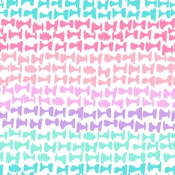 Abstract geometric seamless repeat pattern with hand-drawn anvilshapes in pastel stripes