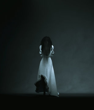 Ghost woman in the dark,3d rendering