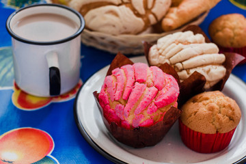 Manteconchas, sweet mexican bread, traditional bakery in Mexico, Mexican pastries concha
