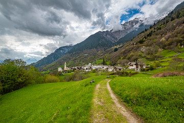 Fototapeta na wymiar Soglio, one of the most beautiful Swiss mountain villages