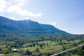 Fototapeta na wymiar Aerial View of mountain in Champasak province, Lao PDR