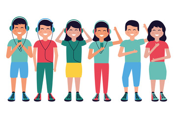 Obraz premium people listening music