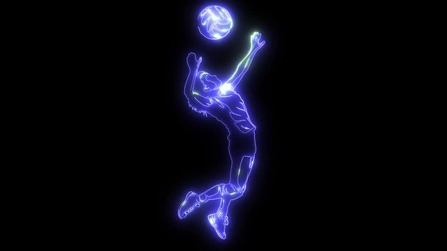 Silhouette of volleyball player. video animation