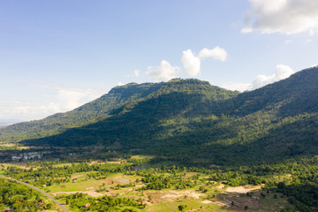 Aerial View of mountain in Champasak province, Lao PDR