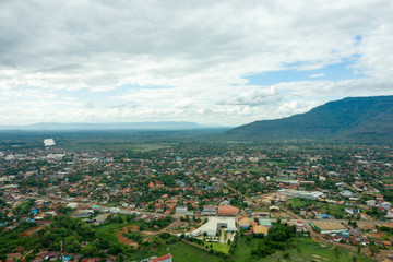Aerial View of Pakse City, Champasak, Lao PDR 