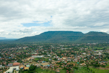 Aerial View of Pakse City, Champasak, Lao PDR 