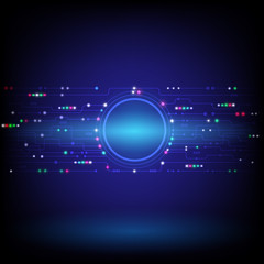 Abstract circuit boards and world figure symbols on a blue background The concept of communication technology that connects the whole world