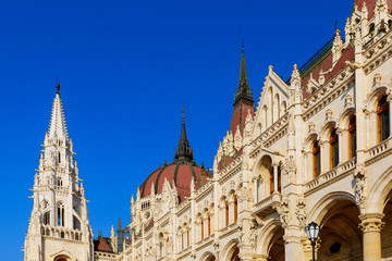 Fototapeta na wymiar Hungary, Budapest. Beautiful view of the city Parliament. Architecture.