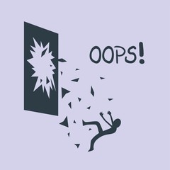 Accident falling through broken window