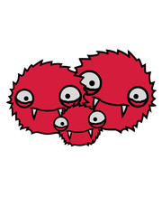 eltern kleine familie vampir kind junges mama papa ball haarig wuschel süß niedlich kugel rund monster gesicht böse lustig augen mund horror halloween gruselig comic cartoon clipart