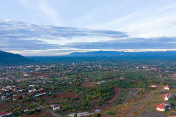 Fototapeta na wymiar Aerial View of Pakse City, Champasak, Lao PDR 
