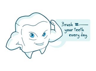 Strong tooth and Brush your teeth every day message