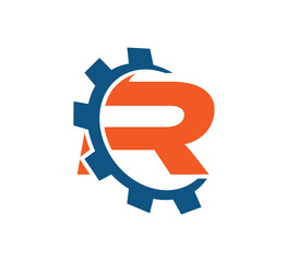 initial logo with gear vector R