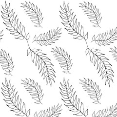 pattern of hand-drawn black and white leaves