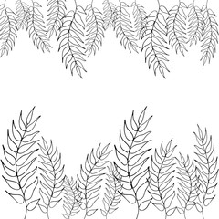 pattern of hand-drawn black and white leaves